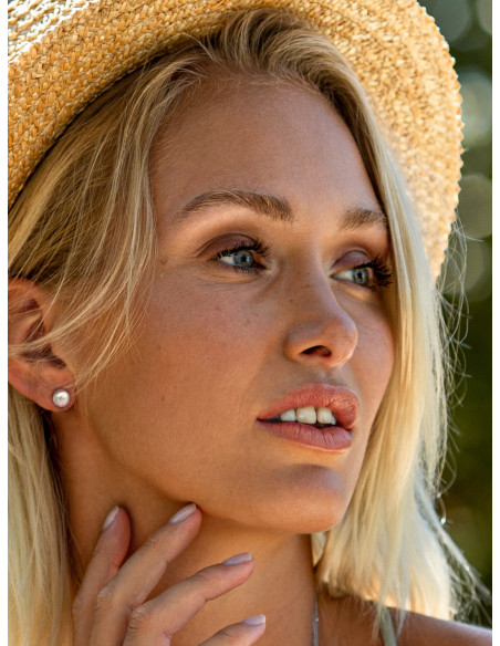 Puces d'oreilles Ø 8 mm Bijoux perle Misaki Monaco
