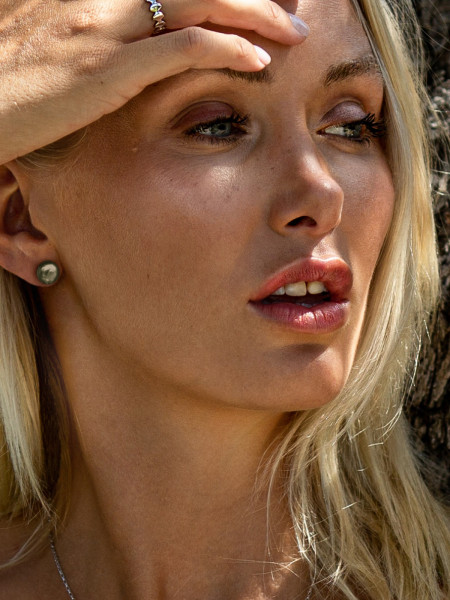 Ø 9 mm stud earrings Pearl color Grey - Plating Rhodium